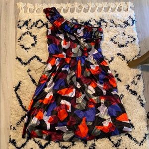 Kensie red, blue, black one shoulder dress